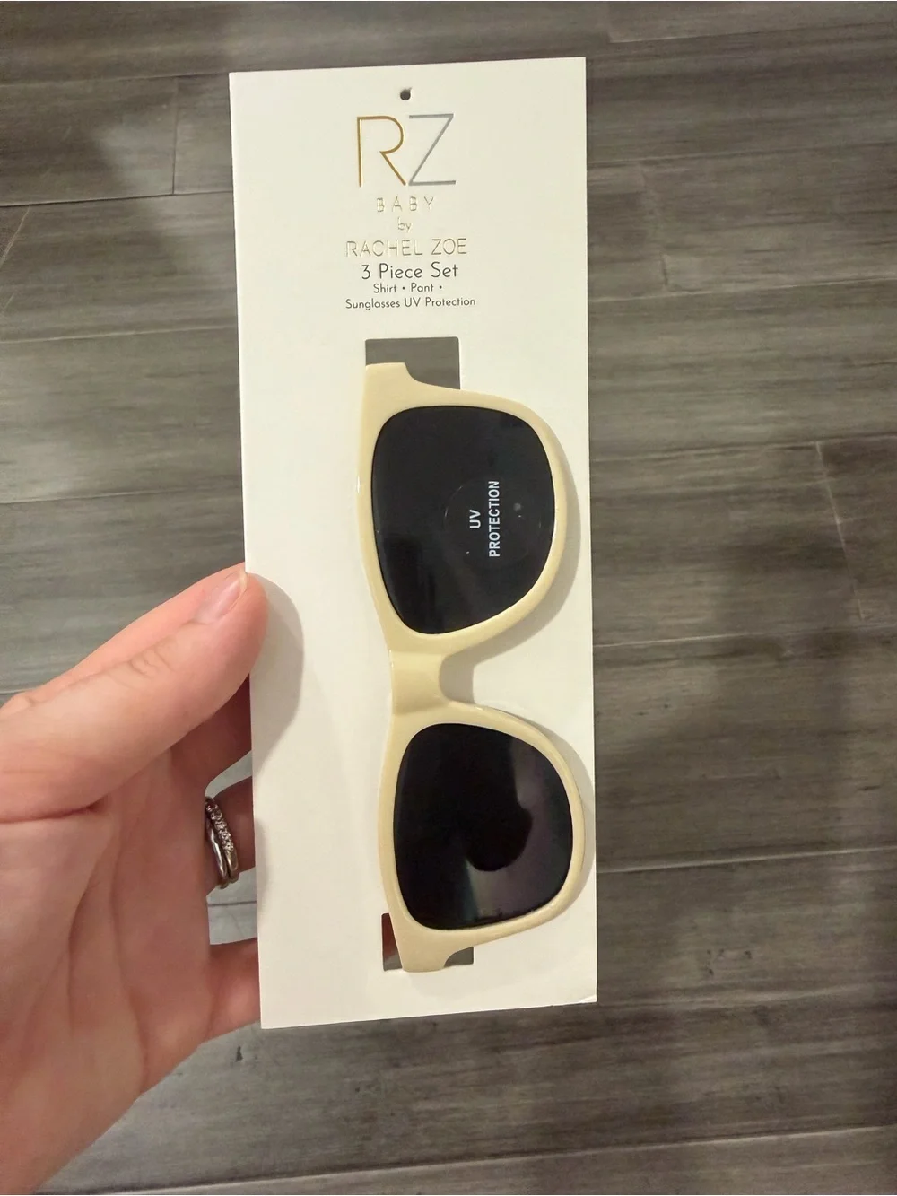 Rachel Zoe Cream Frame Sunglasses with Black Lenses for Kids